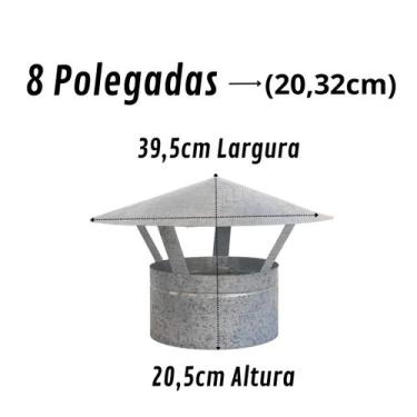 Imagem de Chapéu Chinês P/ Duto 8 Polegadas, Galvanizado, Forno Iglu - INOX LAUR