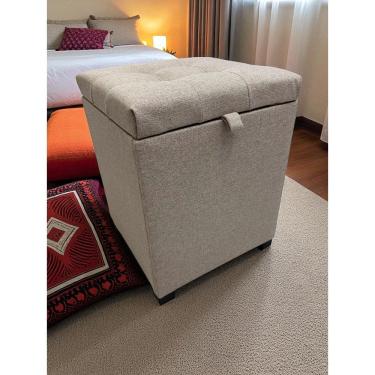 Imagem de Puff Baú Toquio Estofado Em Linho - Bege