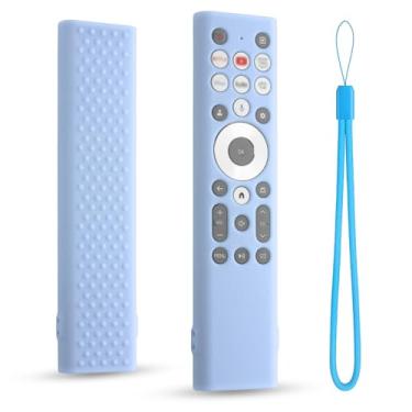 Imagem de DUOLAXMENG Capa de controle remoto para Hisense TV, capa de silicone com cordão, compatível com modelos ERF6A80, ERF6G80H, ERF6F80H, à prova de choque (azul brilhante)