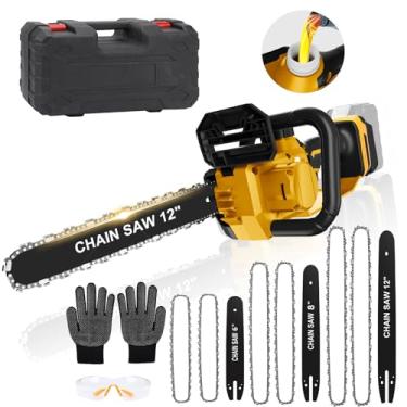 Imagem de Motosserra sem fio 3 em 1 para bateria Dewalt 20V Max, 30 cm/8 polegadas/15 cm 1000 W, motosserra portátil sem escova, com placas guia e corrente, lubrificante automático, para corte de madeira (sem