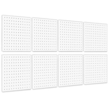 Imagem de BELLO YON 8 peças de Pegboard, Peg Board, Metal Pegboard Wall Organizer Painéis, Kits de Montagem Display Pegboard para Paredes, Garagem, Artesanato, Escritório, Oficina, Fácil Instalação (Branco)