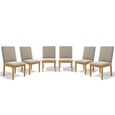 Imagem de Kit Com 6 Cadeiras Daniela Madeira Maciça Estofada Para Mesa De Jantar