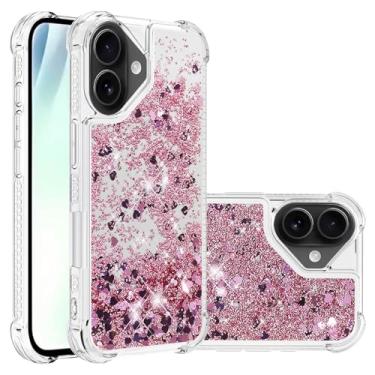 Imagem de MRRSIWEI Capa com glitter brilhante para APP 107, TPU macio, brilhante, líquido, flutuante, transparente, capa para mulheres e meninas, capa para IPE 107. Ouro rosa líquido