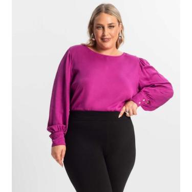 Imagem de Blusa Plus Size Feminina Manga Longa Secret Glam Roxo, Plus G4, Roxo