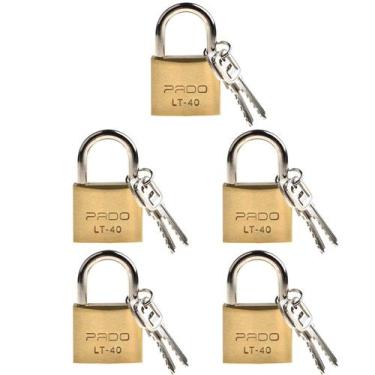 Imagem de 5 Cadeados Pado Lt 40mm 10 Chaves Não Enferruja Resistente
