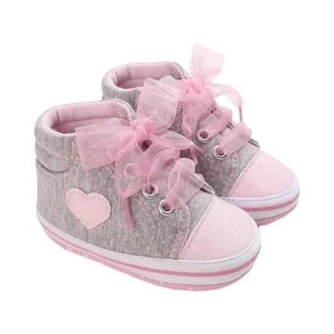 Imagem de Sapatos de Lona para Bebê Recém-nascido - Antiderrapantes com Laço e S