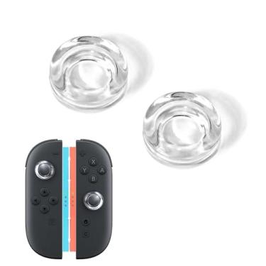 Imagem de DLseego Punhos de polegar projetados para Nintendo Switch 2 (2025), silicone macio Joycon controle analógico capa protetora antiderrapante 2 peças botões Joy Con Joystick Caps Covers - Transparente