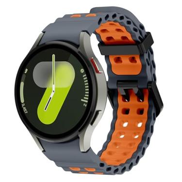Imagem de Sodhad Pulseira de silicone macio compatível com Samsung Galaxy Watch 7 de 44 mm e 40 mm e pulseiras esportivas respiráveis para Galaxy Watch 7 6 5 4 de 44 mm e 40 mm / 6 Classic de 43 mm 47 mm / 5