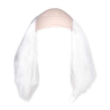 Imagem de kowaku Peruca careca de boné, peruca de cientista maluco careca, acessório de fantasia, cosplay de Halloween para anime, Branco