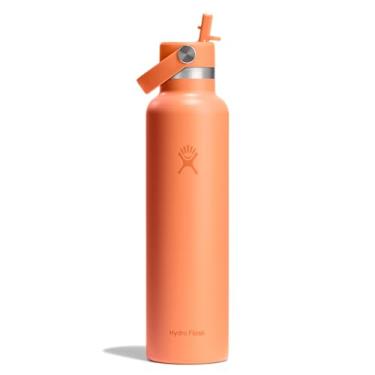 Imagem de Hydro Flask Garrafa de água - aço inoxidável isolado - tampa de palha, não derrama, à prova de vazamento em laranja néctar de 680 g