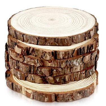 Imagem de Wood Slices FSWCCK Nature Unfinished Round 18-20 cm, pacote com 6