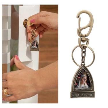 Imagem de Chaveiro Capelinha Imaculado Coração de Maria Metal Dourado - FORNECED