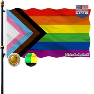 Imagem de VOLTA Bandeira progressiva dupla face 1,2 x 1,8 m, resistente ao ar livre, 3 camadas, durável, nylon, bandeira progressiva com cabeçalho de lona/ilhós de latão para decoração interna e externa