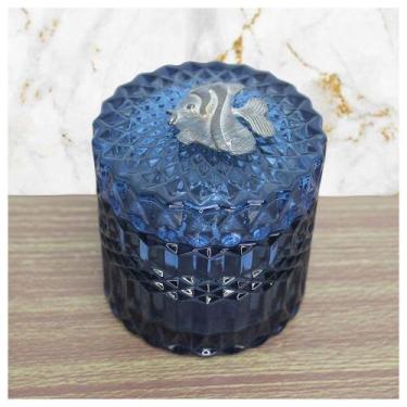 Imagem de Porta Algodão E Cotonete Vidro Com Detalhe De Metal 9,5cm - Gici Decor