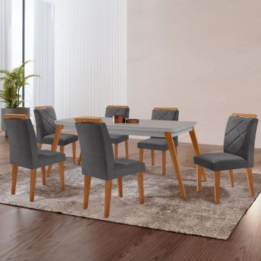 Imagem de Mesa de Jantar Copper 180cm Tampo MDF Vidro Canto Copo e 6 Cadeiras Melissa