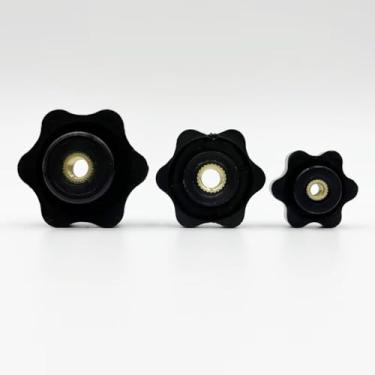 Imagem de Tighten Nut, Plum Hand Tighten Nuts Handle Thread Star Mechanical Black Thumb Nuts M4-M12(Through Hole,M8 32 5pcs)