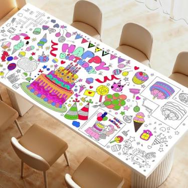 Imagem de Raissily Birthady Pôster gigante para colorir, 85 x 182 cm, papel jumbo com páginas de banner, toalha de mesa, crianças, adultos, artes, artesanato, suprimentos, brinquedos, jogos, decorações de festa