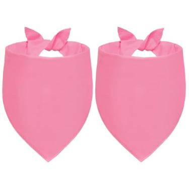 Imagem de Agroon Bandanas para cães em branco rosa grande, 2 peças, cachecol de algodão sólido DIY, lenço de babador reversível triangular durável para filhotes, presente personalizado de aniversário/festa