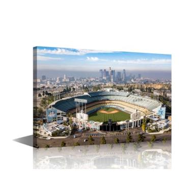 Imagem de 1 painel de arte de parede em tela para sala de estar decoração de casa Los Angeles, California Dodger Stadium impressões em tela decorações de parede de campo de beisebol para quarto emoldurado