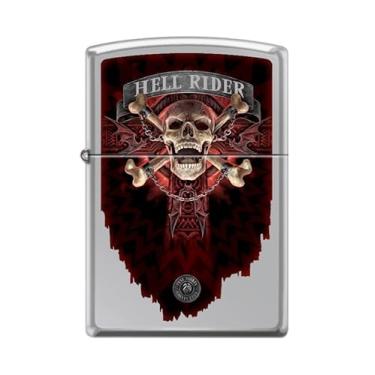 Imagem de Zippo Isqueiro - para Anne Stokes Hell Rider Skull Crossbones Correntes Devil Hell High Polish Chrome Windproof Lighter #Z5356