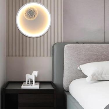 Imagem de GZZBMY Luzes de parede LED modernas criativas lua, arandelas de parede para ambientes internos, luminárias de parede de alumínio, decoração para sala de estar, quarto, cabeceira, corredor, corredor
