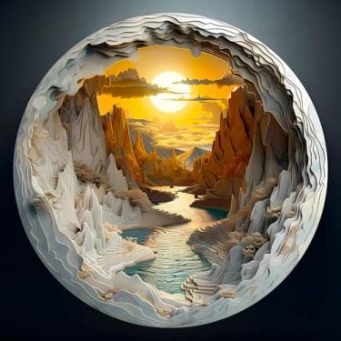 Imagem de Quebra-cabeça de 1000 peças para adultos – 3D Sunset Canyon, 67,5 x 67,6 cm Impossível Difícil Difícil Desafiador, Perfeito Presente de Decoração de Casa para Festa de Aniversário de Natal