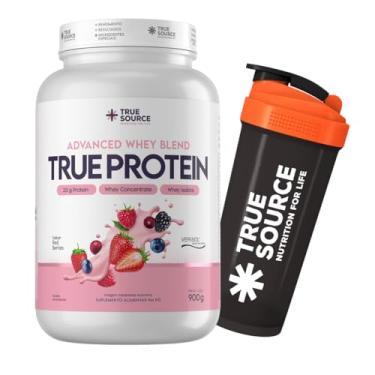 Imagem de Kit Whey Protein Advanced com Verisol Vanilla Ice Cream 900g True Source + Coqueteleira Exclusiva (900g, Red Berries)