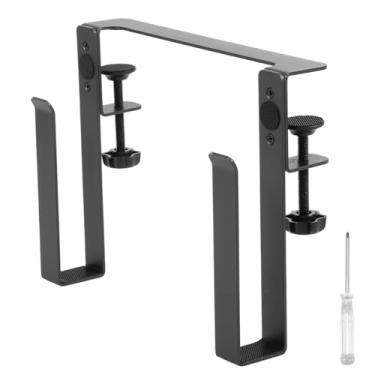 Imagem de ZFLYCANP Suporte de mesa lateral para laptop, suporte de mesa de metal, organizador de laptop sem perfuração, organizador de armazenamento lateral de mesa, braçadeira de ferro para pendurar embaixo da