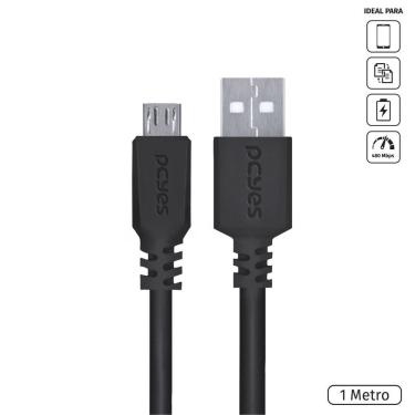 Imagem de Cabo Para Celular Smartphone Micro Usb Para Usb A 2.0 1 Metro Preto - Pmuap-1