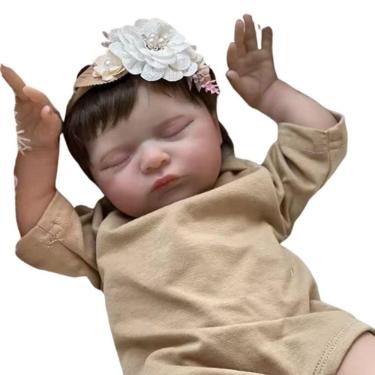 Imagem de Bebê Reborn Menina Dormindo Recém Nascida Cabelo Implantado Fio A Fio