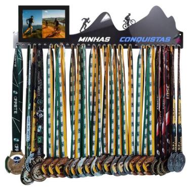 Imagem de Porta Medalha Masc Bike/corrida Porta Retrato Até100medalhas - QUADRO 