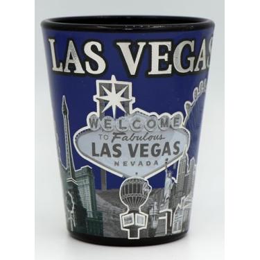 Imagem de Copo de shot Las Vegas Nevada Azul Escuro Prateado Horizonte