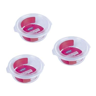 Imagem de Kit 3 Potes Hermético Marmita De Vidro Redondo 620ml Mor