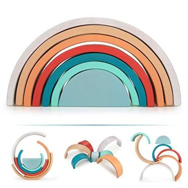 Imagem de Brinquedo empilhável de arco-íris de madeira DUCKBOXX XX