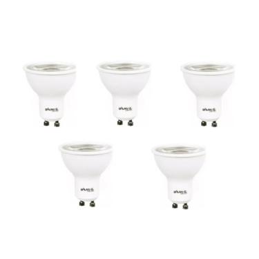 Imagem de Kit 5x Lâmpada LED Dicróica MR16 GU10 6,5W Branco Quente Bivolt