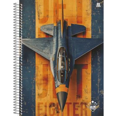 Imagem de Caderno Universitário Animativa, 10 matérias, Capa dura, 160 folhas, Air Attack, Pacote com 4