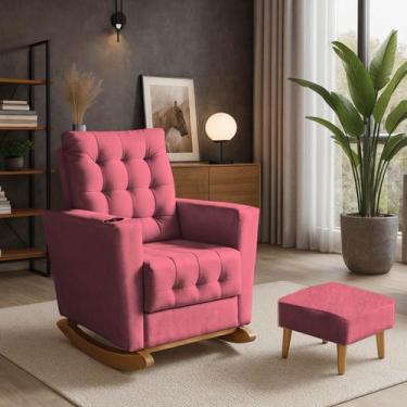 Imagem de Poltrona Duna Amamentação Balanço e Puff - B Home Decor, Rosa