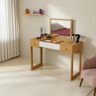 Imagem de Penteadeira Escrivaninha 2 gavetas Espelho Multiuso Luanda - Casa Roma