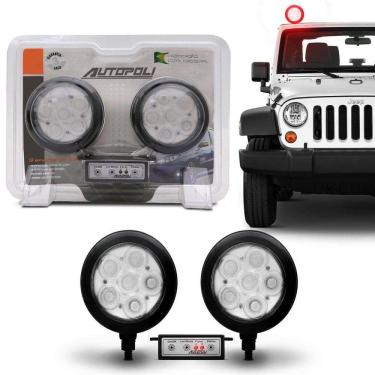 Imagem de Milha Strobo Safetycar Redondo 6 Leds Corpo Preto Branco