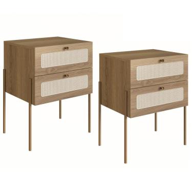 Imagem de Kit 02 Mesas de Cabeceira Palhinha 28933 Linha Oslo Hanover Artesano