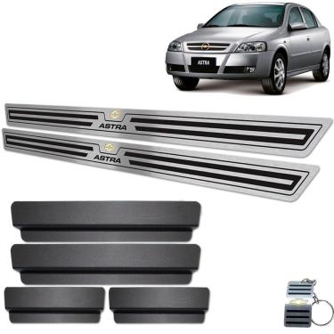 Imagem de Soleira Aço Inox Chevrolet Astra Preto Baixo Relevo 2 Portas