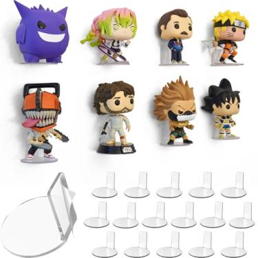 Imagem de Modern JP Prateleira de exibição adesiva para bonecos Funko Pop (pacote com 16) – Suporte de figuras de ação – Fácil instalação de adesivo – Transparente