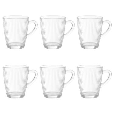 Imagem de Jogo C/6 Canecas de Vidro Óptico Transparente 160ml P/ Chá Café Bebidas