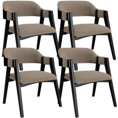 Imagem de Kit 4 Cadeiras Sala de Jantar Estar Living Estofada Suran L02 Preto Bo