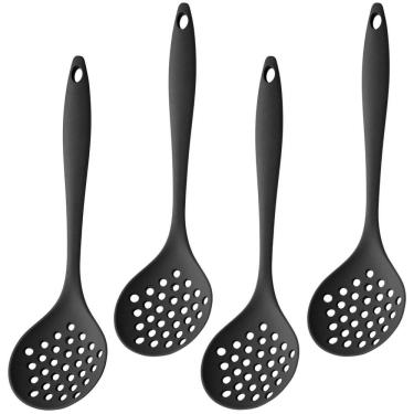 Imagem de Escumadeira De Silicone Preta Grande Kit 04 Un