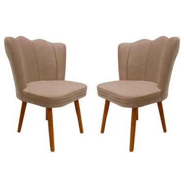 Imagem de Kit 2 Cadeiras Pétala Decorativa Tecido Veludo Pés Palito - Bela Móvei