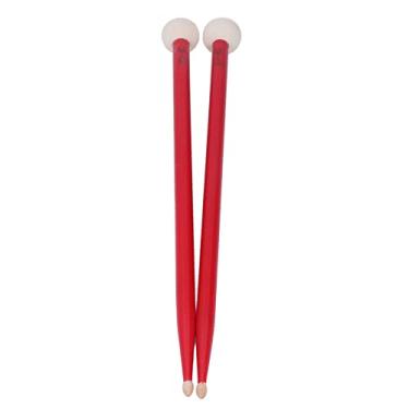 Imagem de Mingzhe Drum Mallet Felt Head Wooden Handle Instrument Acessory Set Kit para Tocar Bateria e Percussão (Vermelho)