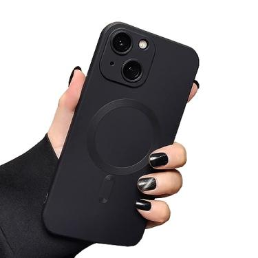 Imagem de Faneiy Capa magnética para iPhone 14 Plus, acessórios com protetor de lente de câmera completa, capa de silicone durável, fina, anti-impressão digital, à prova de impacto, para iPhone 14 Plus - 6,7 polegadas, preta