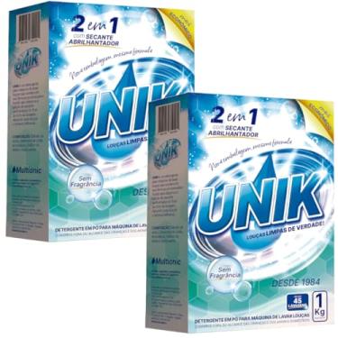 Imagem de 2x Detergente Para Maquina De Lavar Louça Unik 1kg Secante Sabão Sem Frangrância
