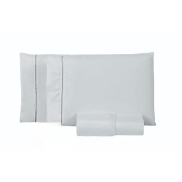 Imagem de Jogo De lençol Algodão Ponto Palito Casal Queen 3 Peças (Branco,Solteiro)